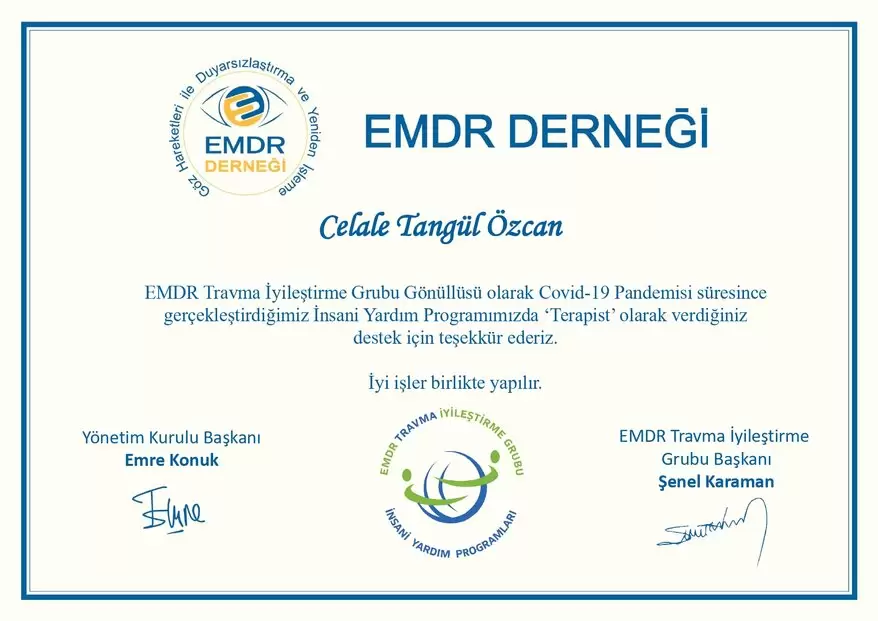 Meditravelist-Celale T. Ozcan-EMDR Certificate